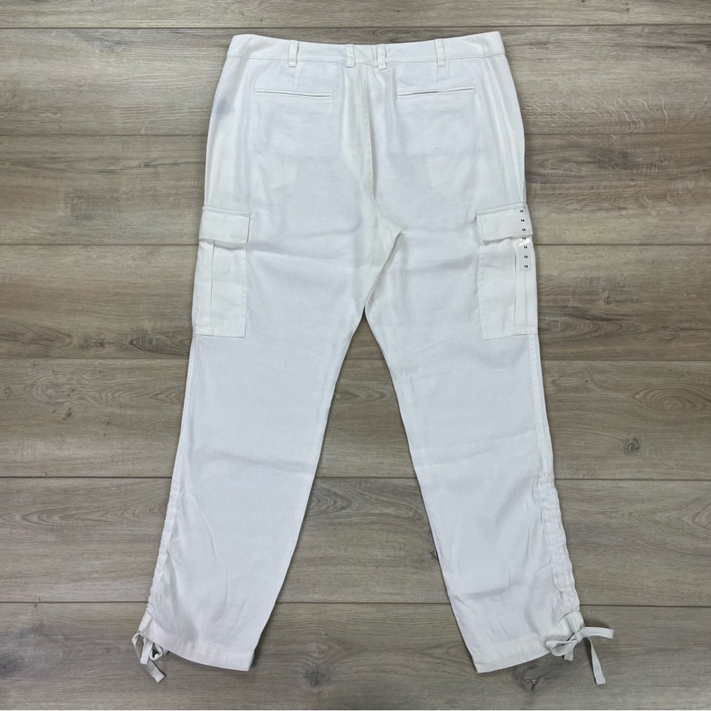Lauren Ralph Lauren Linen Blend High Rise Pants White Adjustable Length Size 14 - Picture 4 of 11